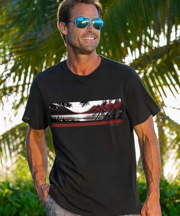 T-Shirts>Crazy Shirts Vintage Island Band - Jet Black Short Sleeve Pima T-Shirt
