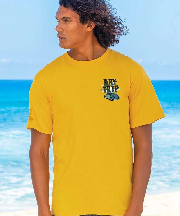 T-Shirts>Crazy Shirts Volkswagen Day Trip - Pineapple Dyed Short Sleeve Crewneck T-Shirt