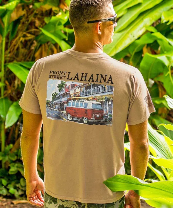 T-Shirts>Crazy Shirts Volkswagen Van Lahaina - Kona Coffee Dyed Short Sleeve Crewneck T-Shirt