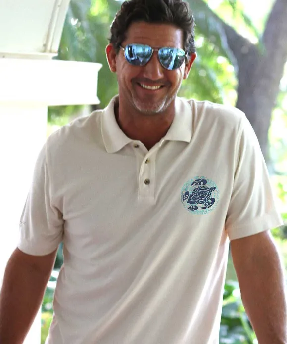 Polos>Crazy Shirts Wai Honu - Coconut Dyed Short Sleeve Oceanfront Polo Shirt